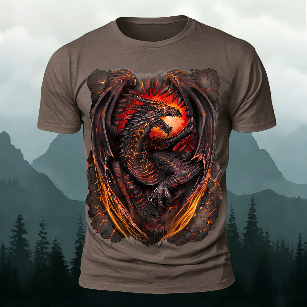 Retro Evil Dragon Print Casual Comfortable T-Shirt