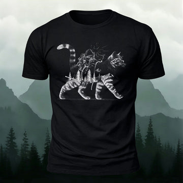 Scenic Kitten Pattern Premium Cotton Comfortable T-shirt Black