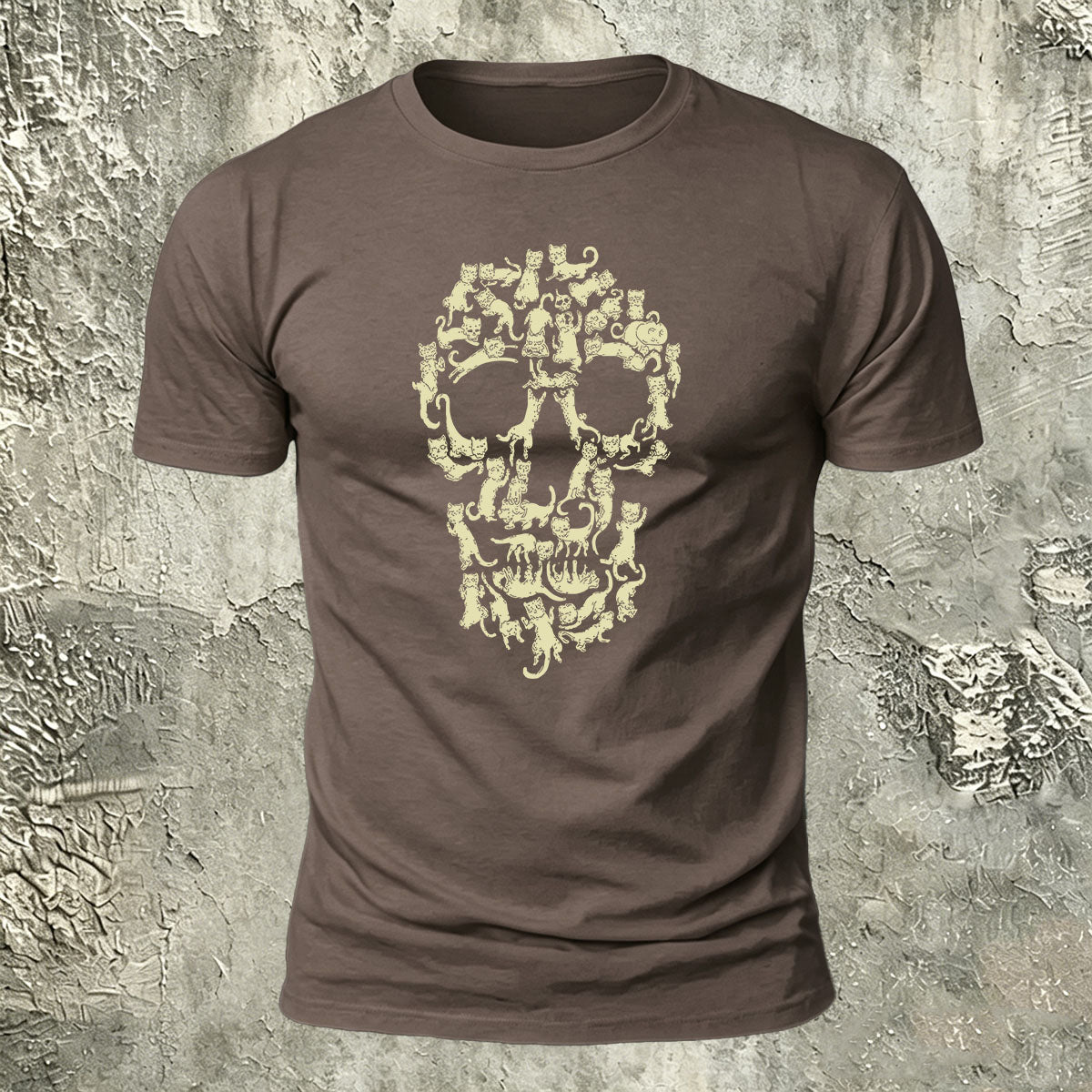 Creative Animal Collage Skull Print Casual Cotton T-Shirt