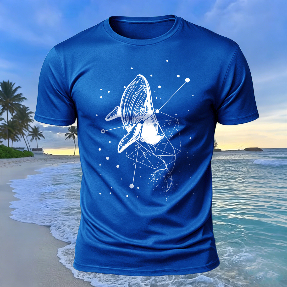 Whale Geometric Print 100% Cotton Soft-Touch T-Shirt