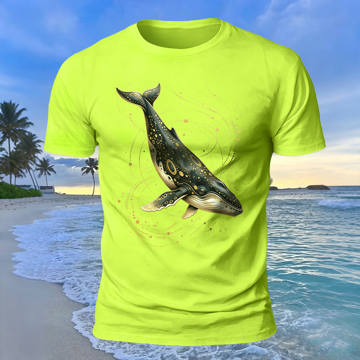 Creative Whale Art Print 100% Cotton Soft-Touch T-Shirt