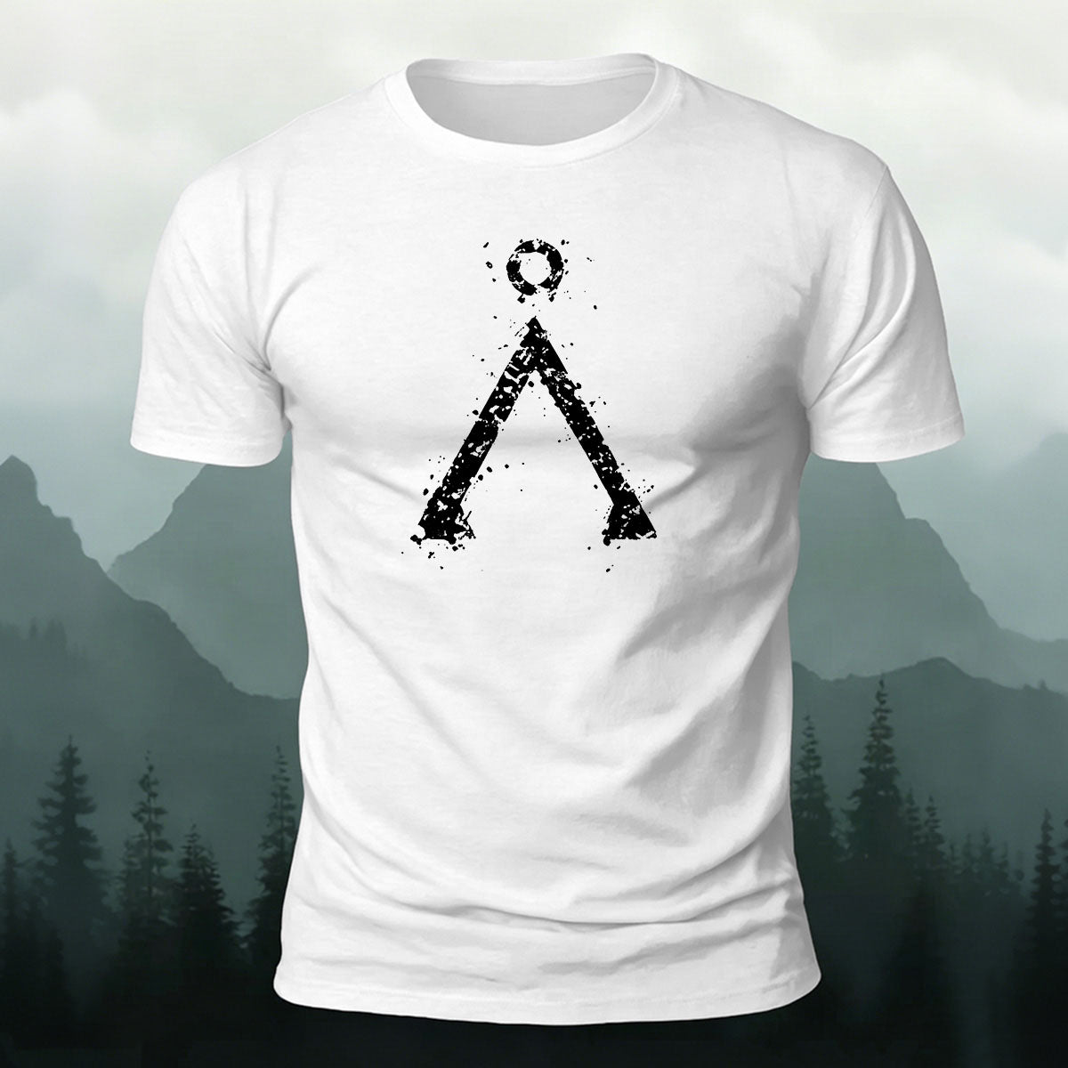 Triangle-Patterned Printed Casual Cotton T-Shirt