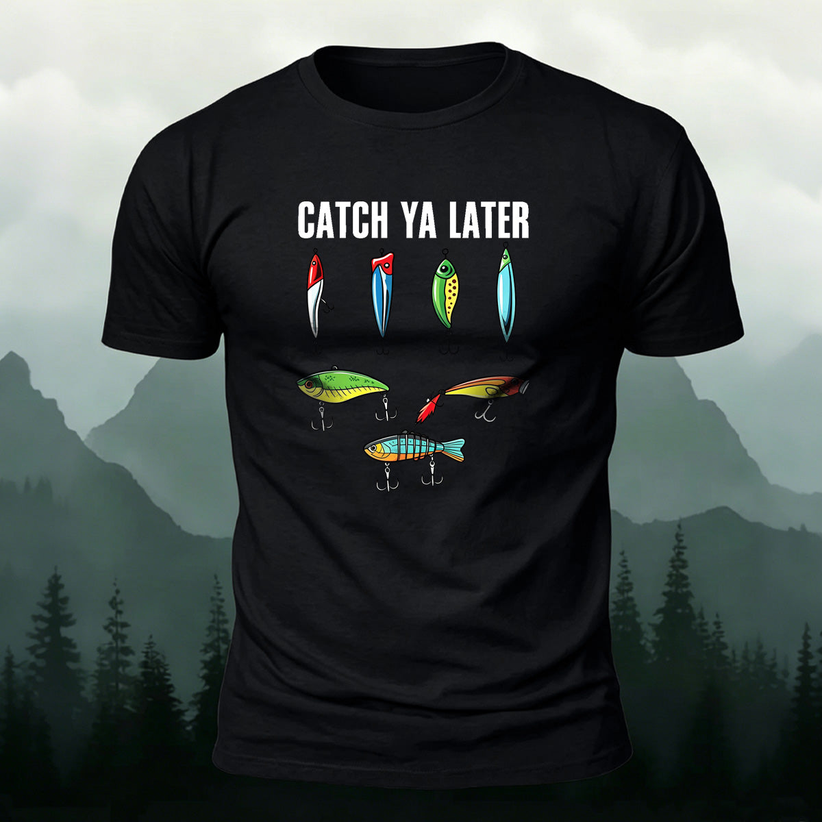 Cartoon Colorful Fish Pattern Simple Casual T-Shirt