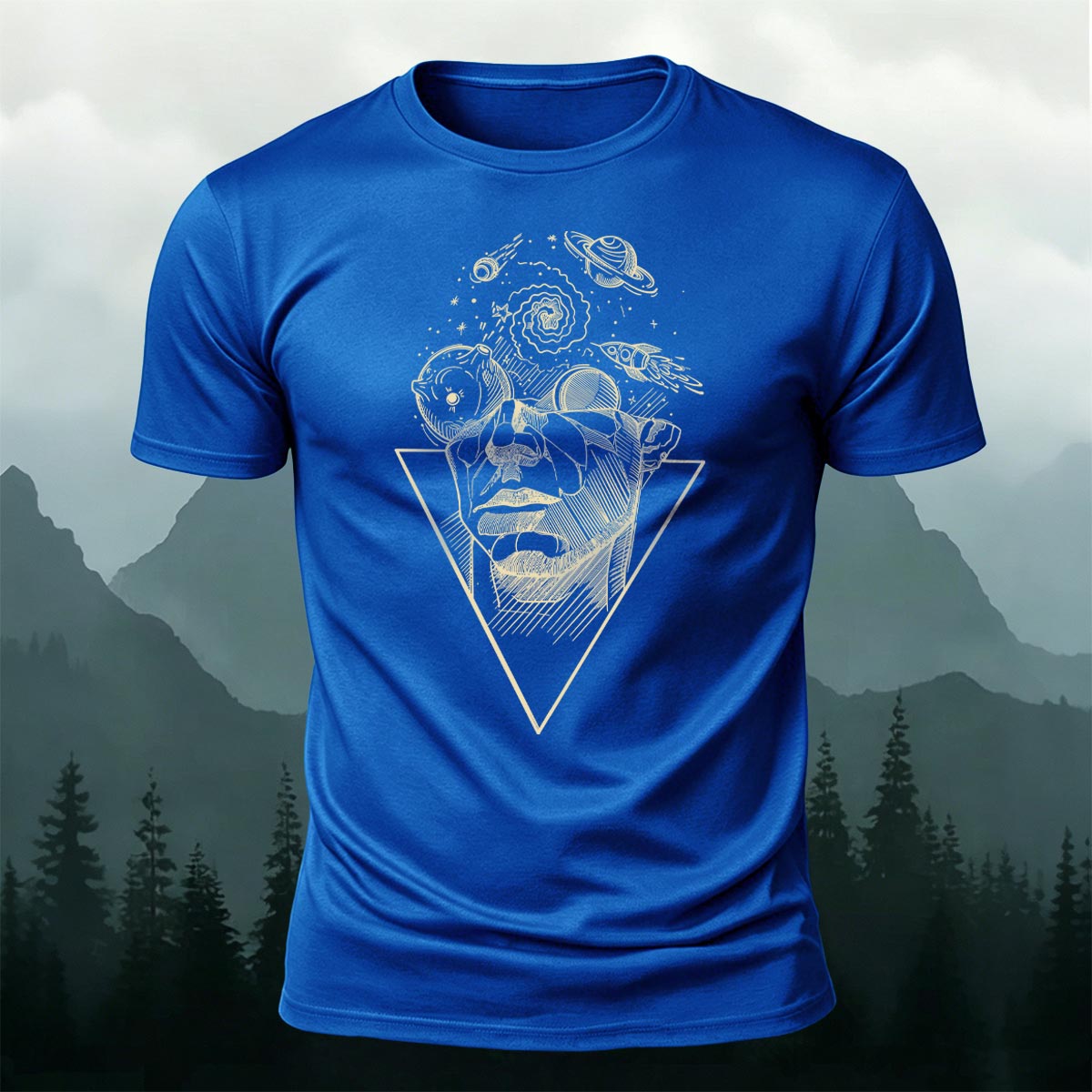 Artistic Sketch-Style Printed Casual Cotton T-Shirt