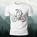 Fish Riding Bicycle Fun Pattern Cotton Casual T-Shirt
