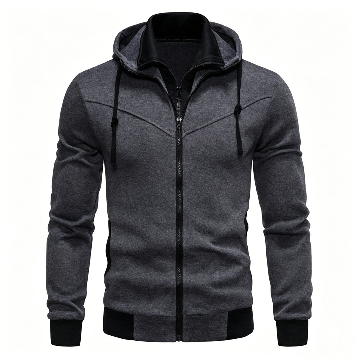 Double Zippers Casual Fleece-Lined Oversized Long-Sleeve Hooded Jacket