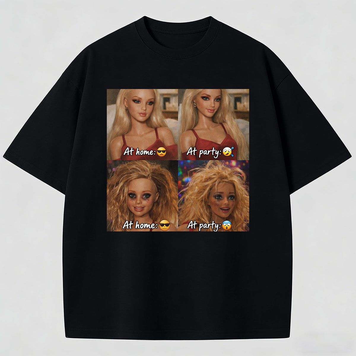 Meme Mood Comparison Printed Pattern T-Shirt