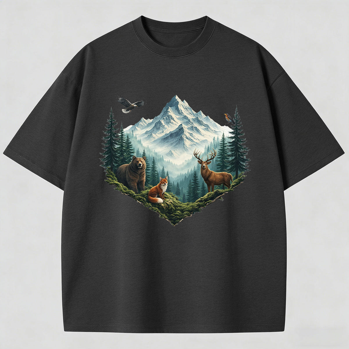 Artistic Landscape Print Men's Cotton Tee