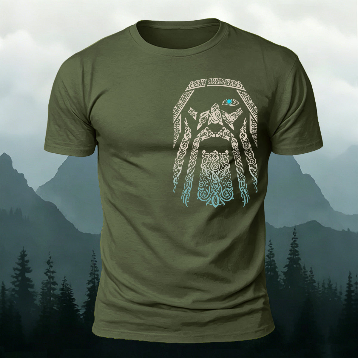 Norse Mythology Art Totem Premium Cotton T-Shirt AMG