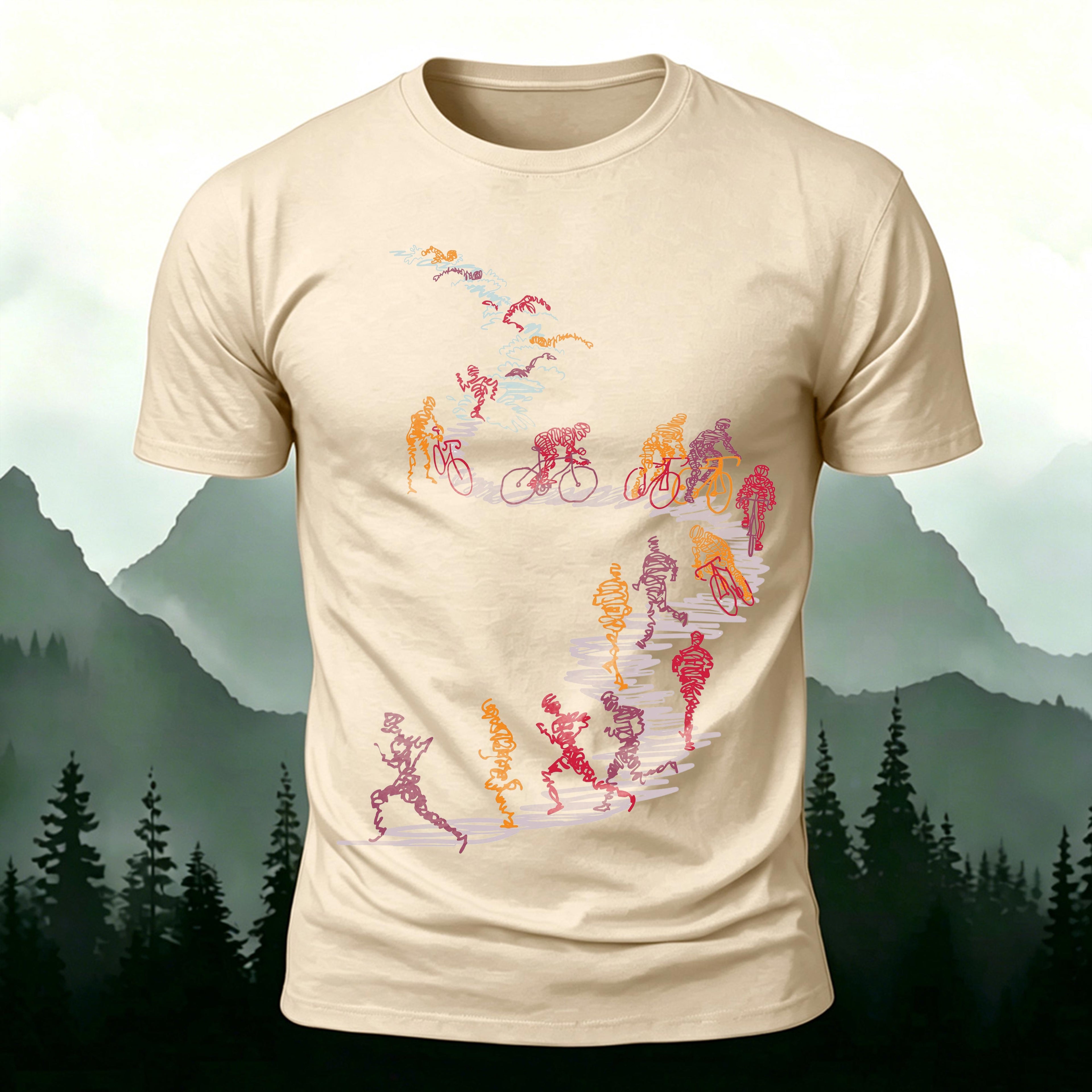 Abstract Cycling Print Fun Premium Cotton T-Shirt