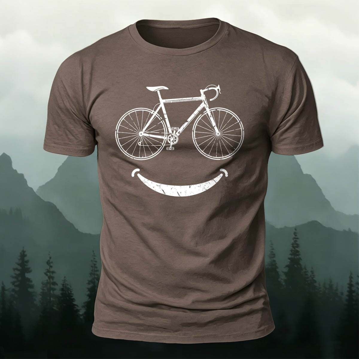 Fun Bicycle Smile Print Sports Casual Cotton T-Shirt CO