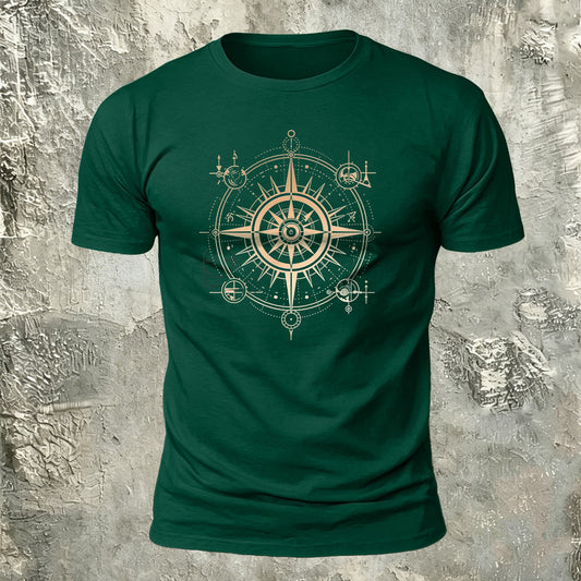 Nautical Compass Pattern Outdoor Premium Cotton T-Shirt