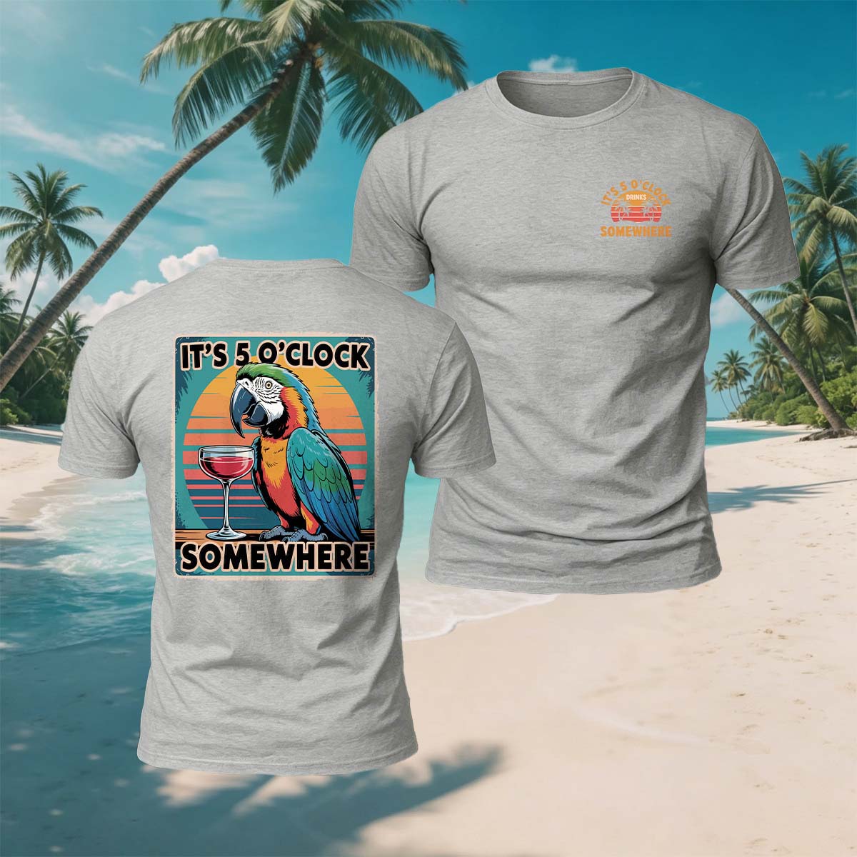 Fun Parrot Red Wine Print Casual Breathable Tee
