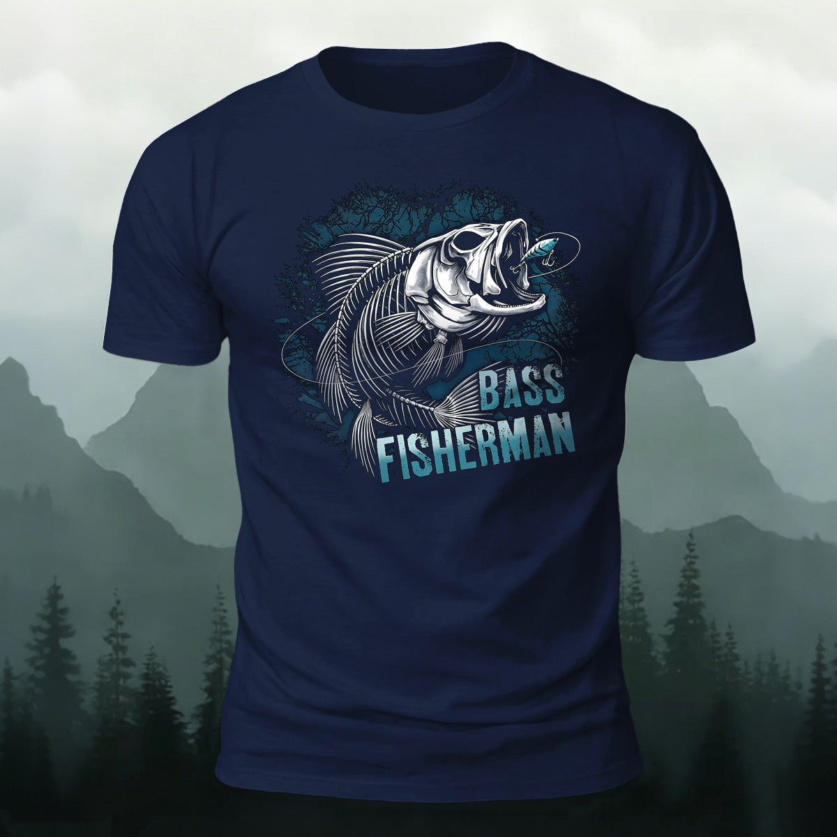 Retro Fish Fossil Print Comfortable Cotton T-Shirt