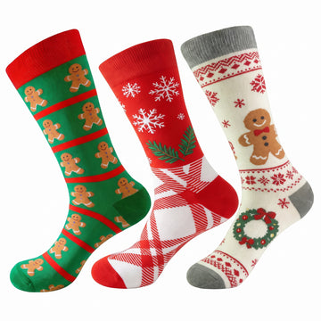 Cotton Blend Gingerbread Xmas Crew Socks
