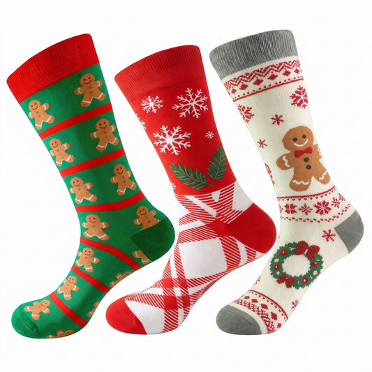 Cotton Blend Gingerbread Xmas Crew Socks
