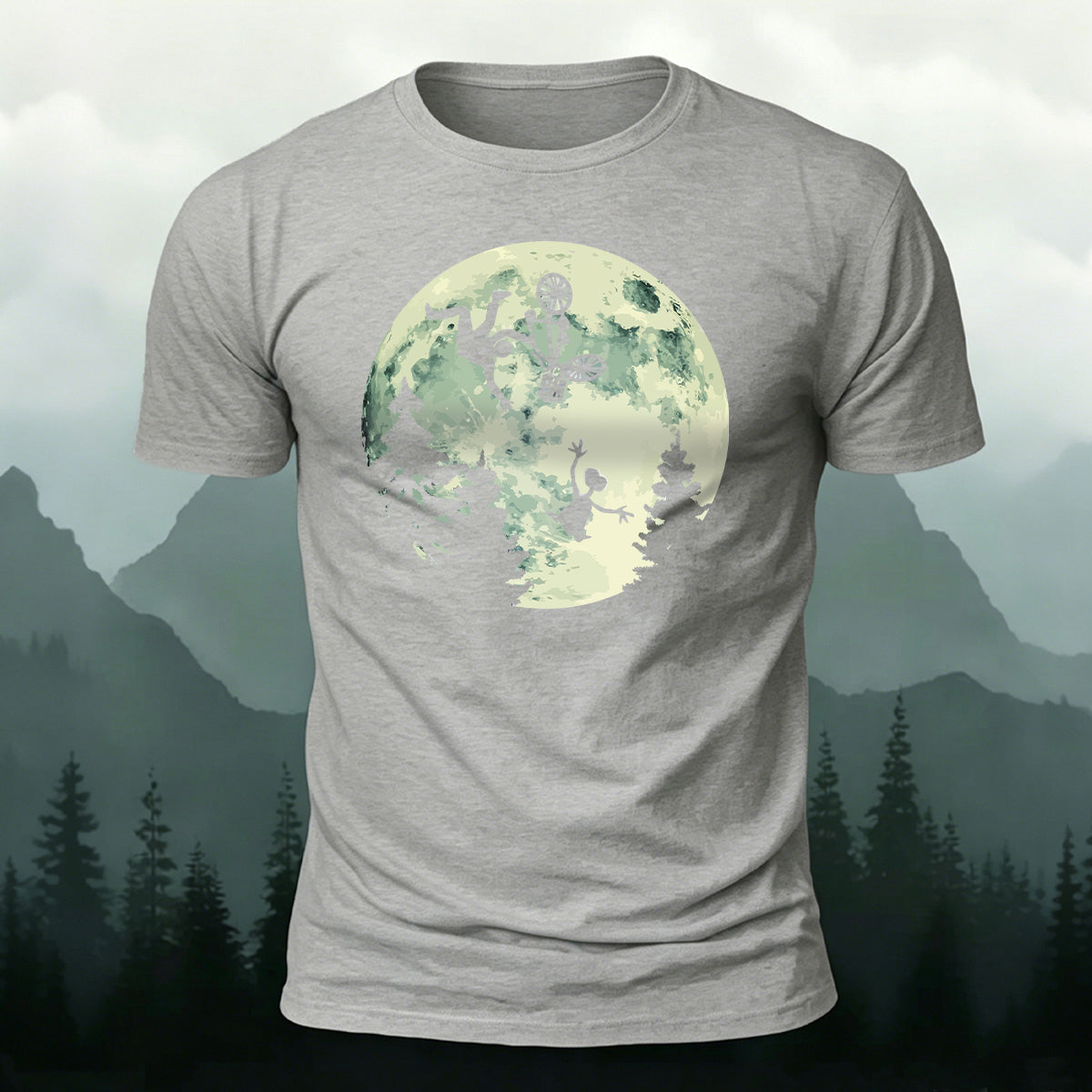 Ride the Moon Casual Cotton T-Shirt Grey