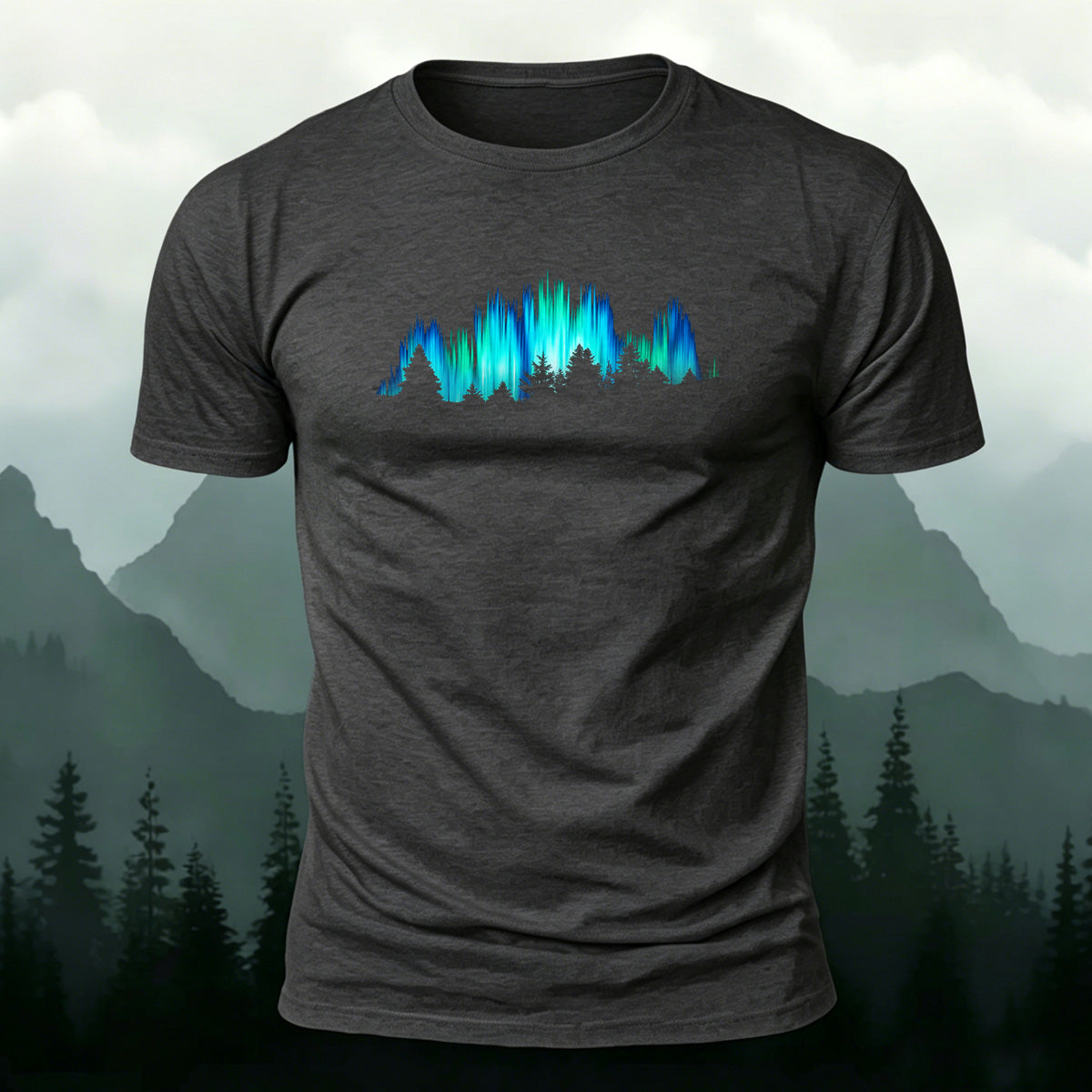 Gorgeous Night View Print Natural Style Breathable T-Shirt Dark Grey
