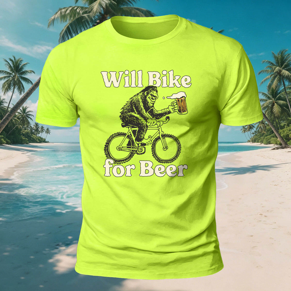 Fun Gorilla Beer Print Casual Skin-Friendly T-Shirt