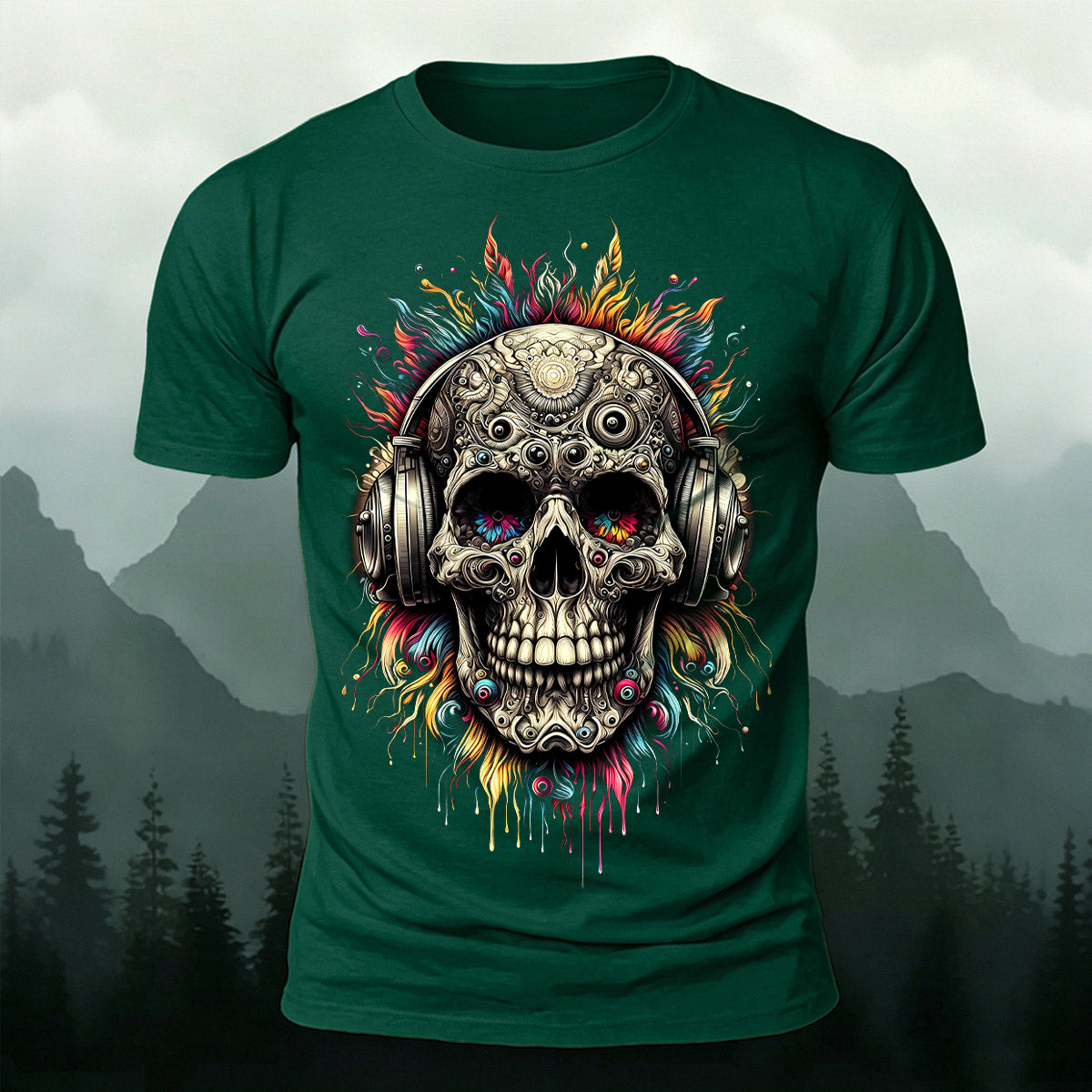 Music Skeleton Print Casual Skin-Friendly T-Shirt