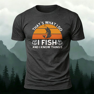 Combed Cotton Fishing-Print Casual Versatile T-Shirt