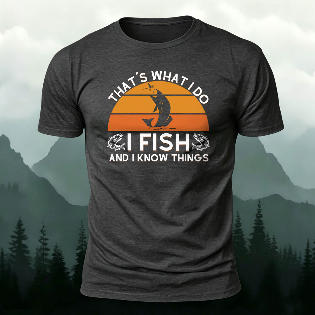Combed Cotton Fishing-Print Casual Versatile T-Shirt