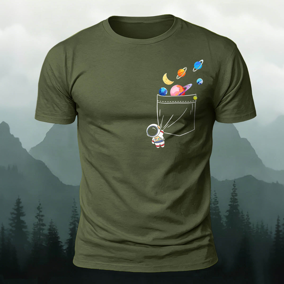 Astronaut Fun Print Premium Cotton Casual T-Shirt
