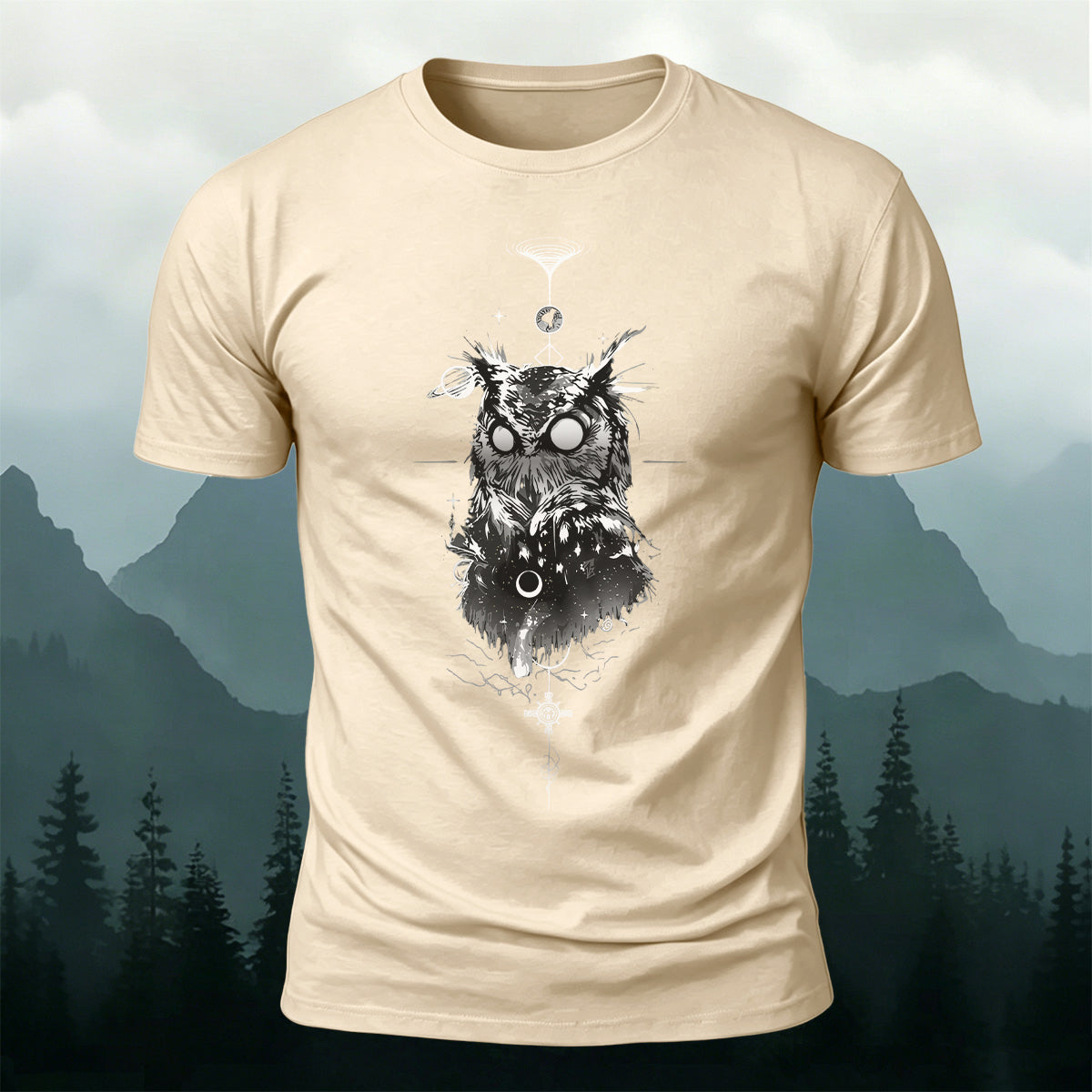 Vintage Owl Fashion Print Casual Cotton T-Shirt