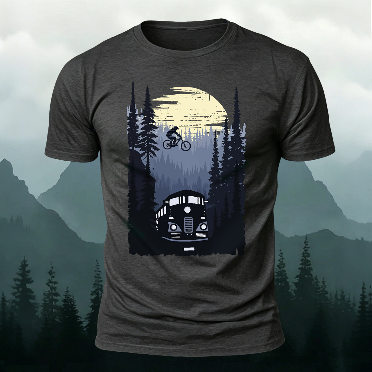 Mountain Biking Print Outdoor Trendy Casual Tee