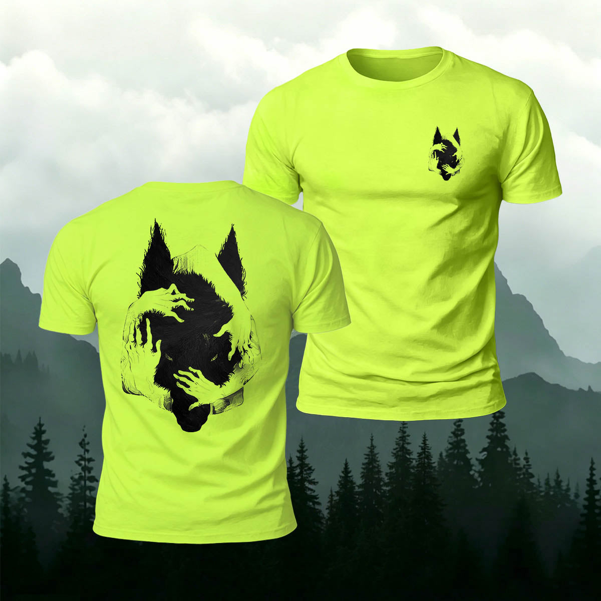 Confinement Wolf-Head Print Casual Cotton T-Shirt