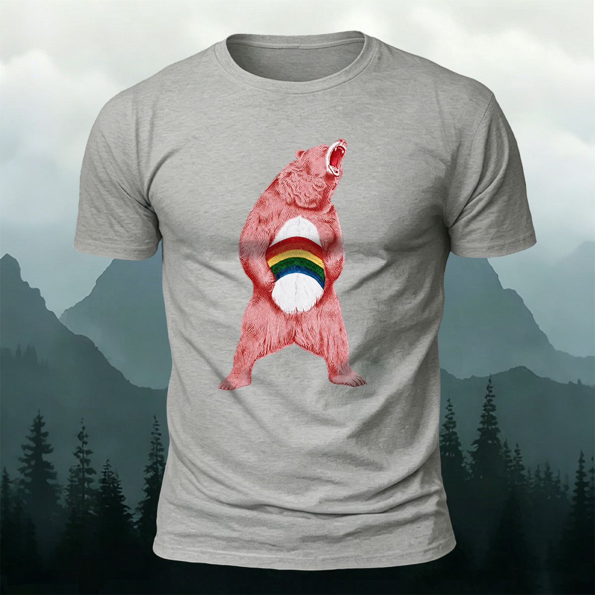 Angry Brown Bear Print Versatile Outdoor T-Shirt