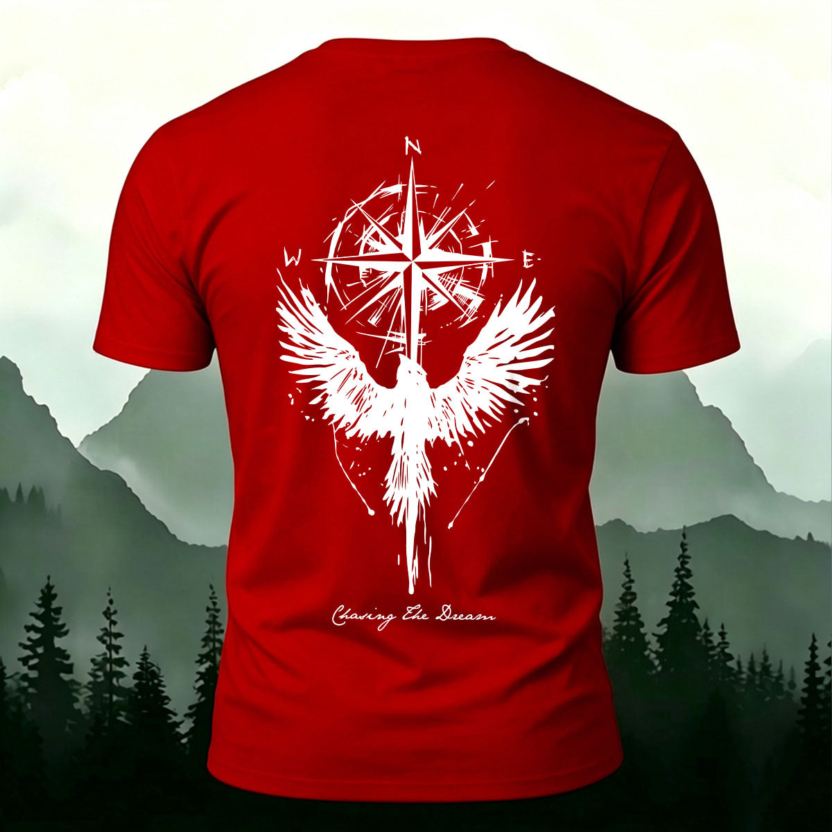 Phoenix Compass Print Casual Cotton T-Shirt