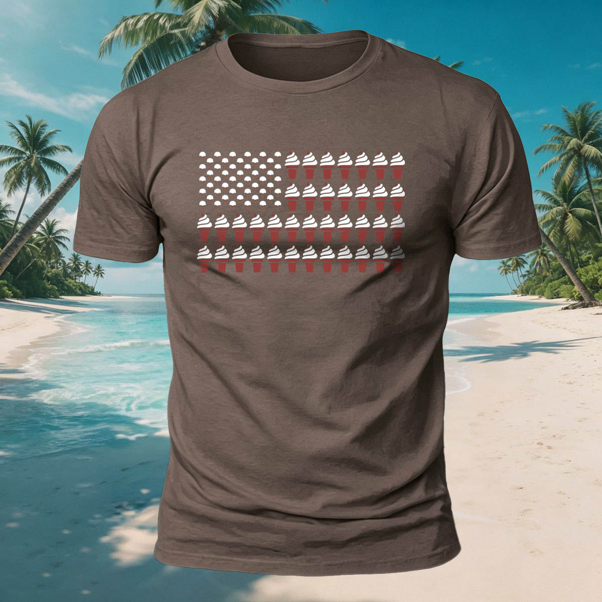 Ice Cream Flag Print Versatile Breathable Cotton T-Shirt