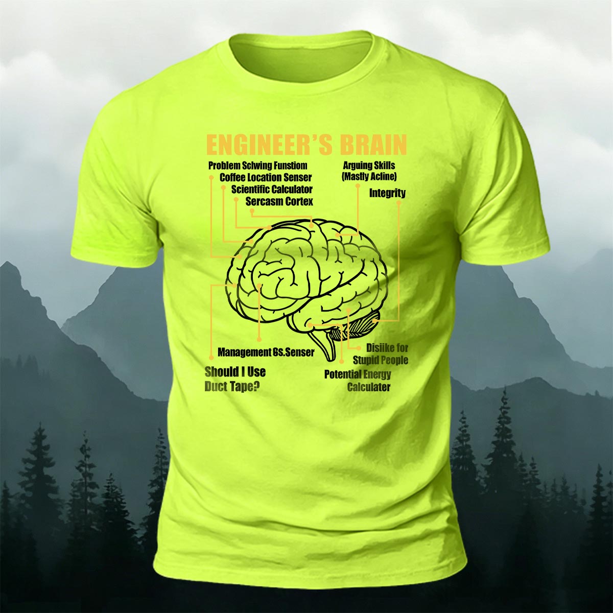 Fun Brain Graphic Casual 100% Cotton T-Shirt