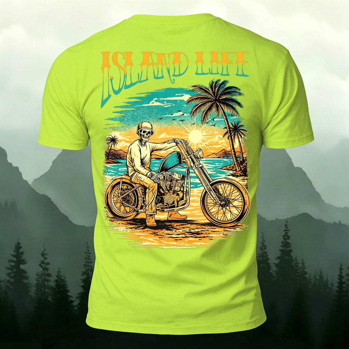 American Retro Motorcycle Skull Casual Cotton T-Shirt