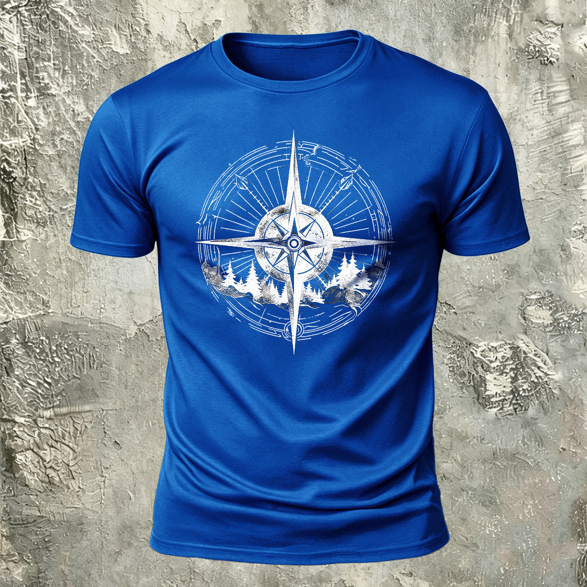Minimalist Compass Skin-Friendly Round Neck T-Shirt