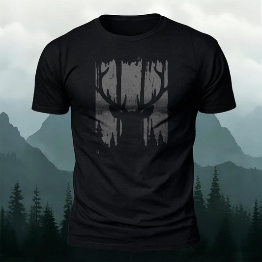 Moose Print Fashion Premium Cotton Casual T-Shirt Black
