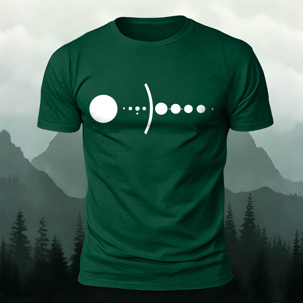 Solar System Silhouette Print  Casual  Cotton T-Shirt DGE