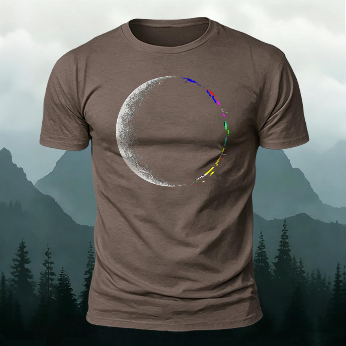 Lunar Eclipse Fashion Print Casual Cotton T-Shirt