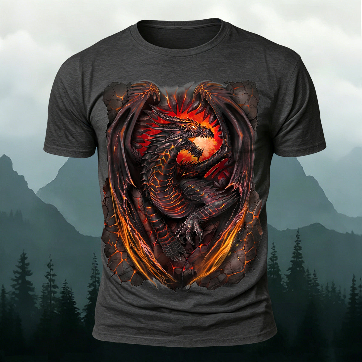 Retro Evil Dragon Print Casual Comfortable T-Shirt