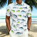 Sardine Print Slim-Fit Beach Resort  Polo Shirt