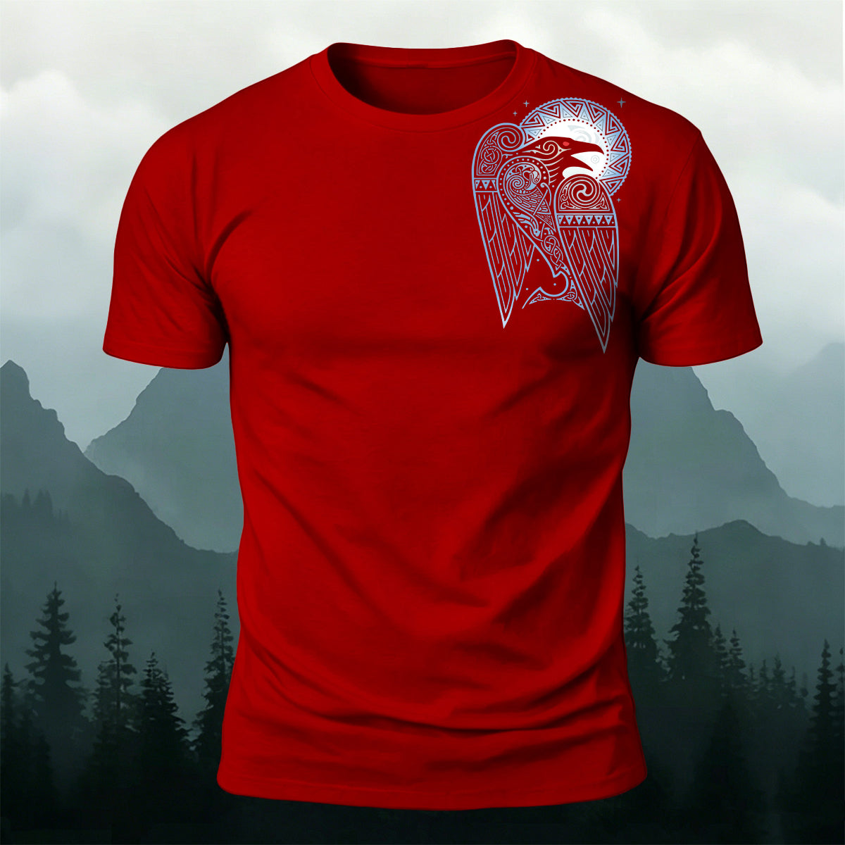 Raven Totem Print Soft-Touch Cotton T-Shirt