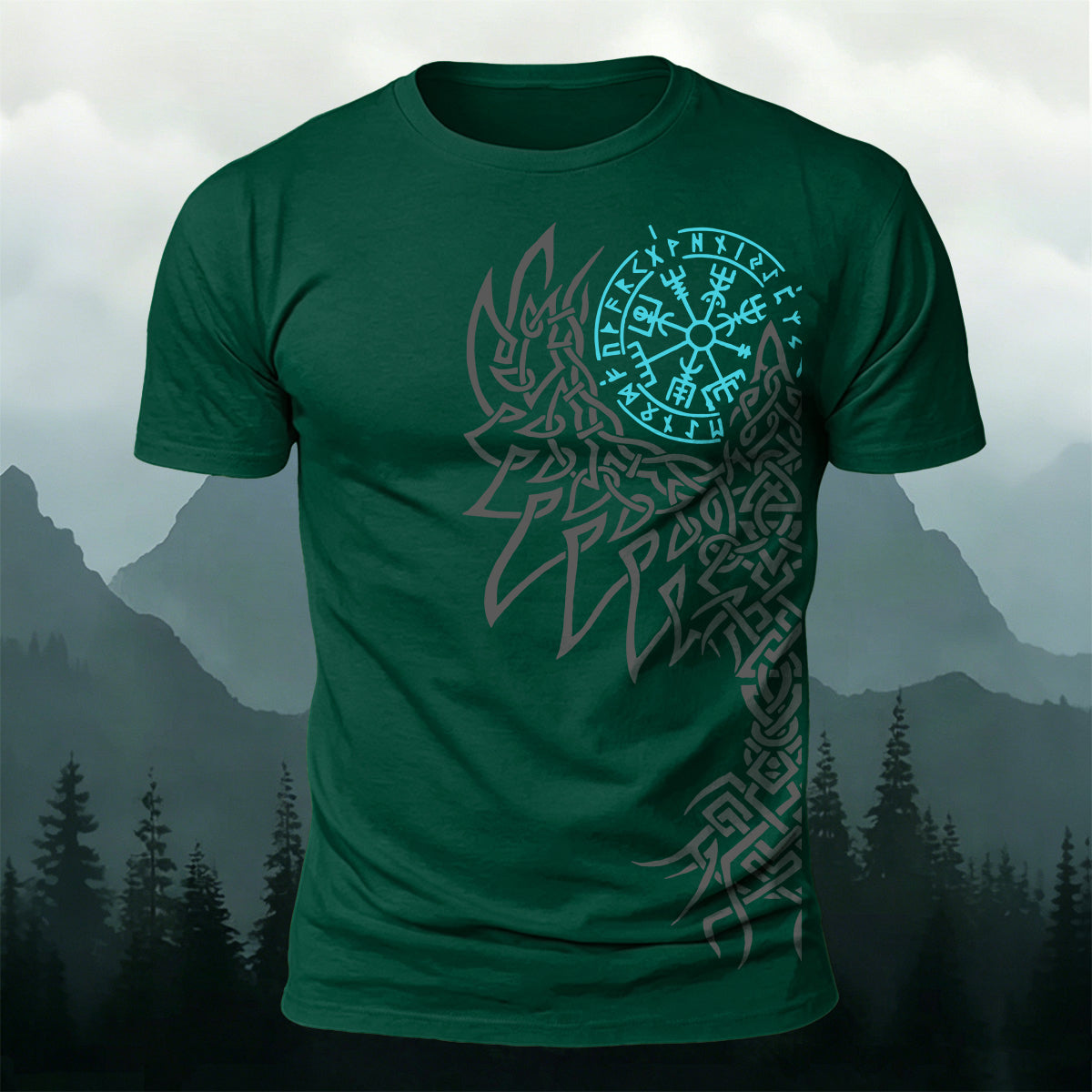 Giant Wolf Mythological Totem Print  Casual Cotton T-Shirt