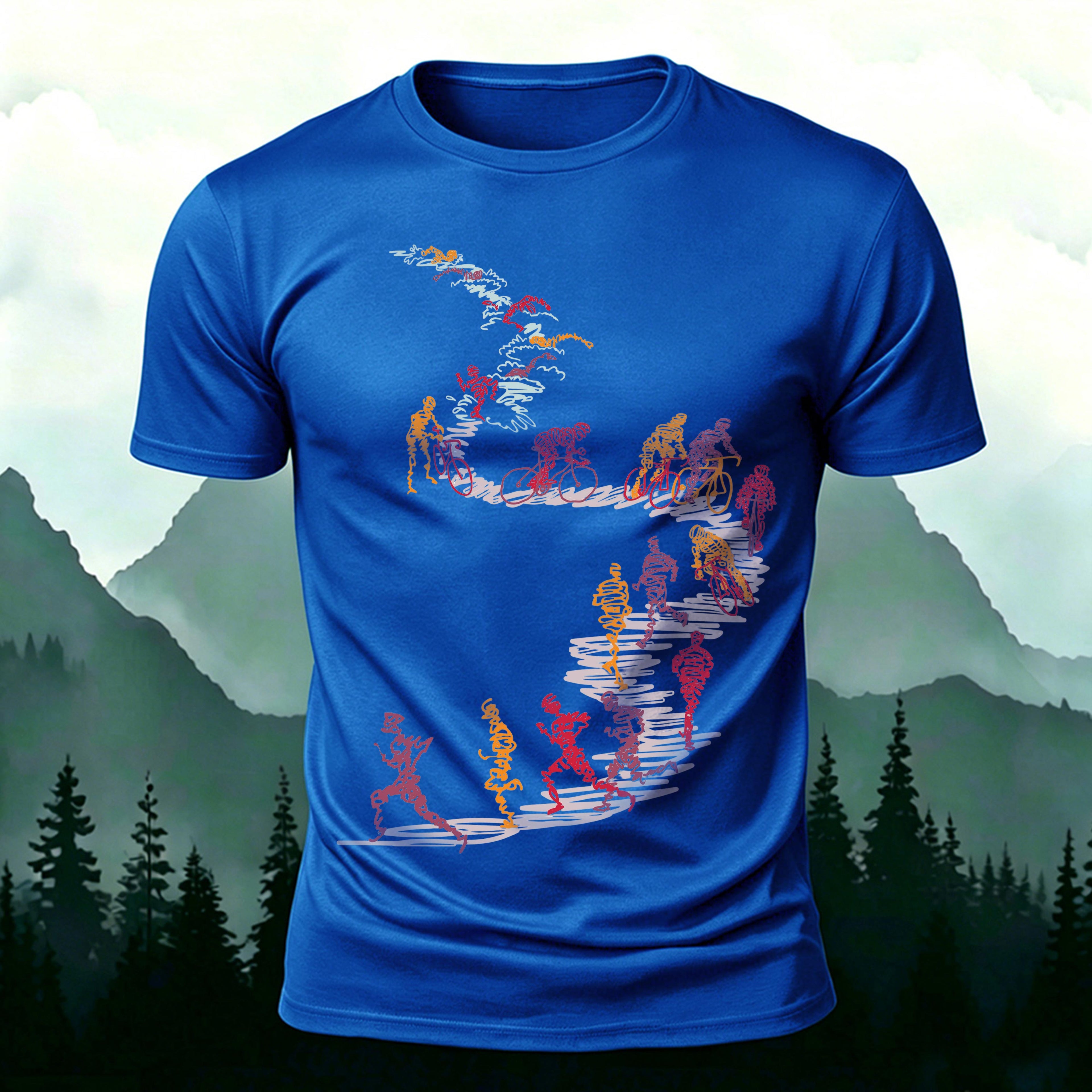 Abstract Cycling Print Fun Premium Cotton T-Shirt
