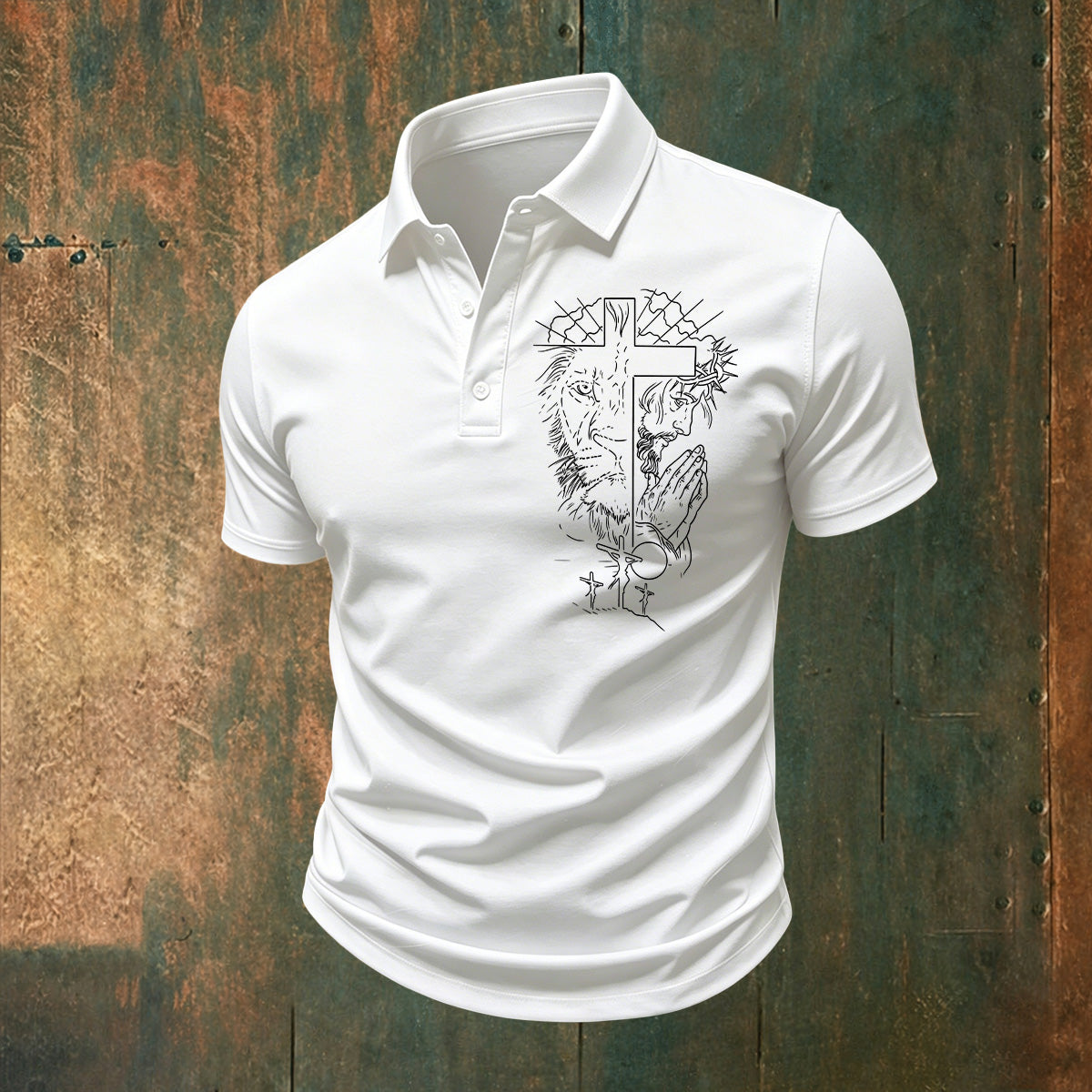 Cross Prayer Minimalist Pattern Comfortable Polo Shirt