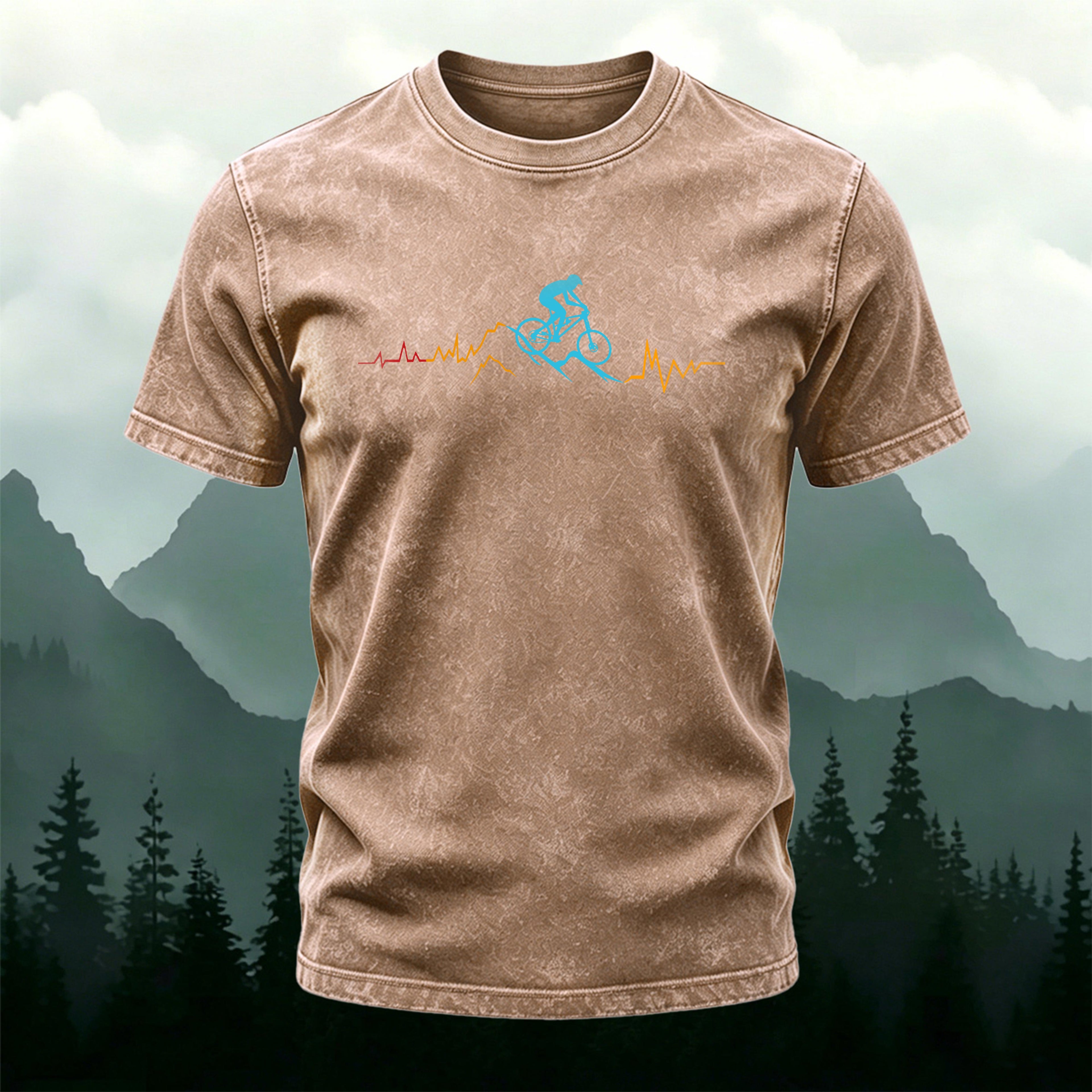 Minimalist Colorway Cyclist Print Washed Cotton T-Shirt