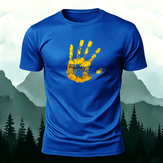 Palm Print Pattern Trend Skin-friendly T-Shirt Blue