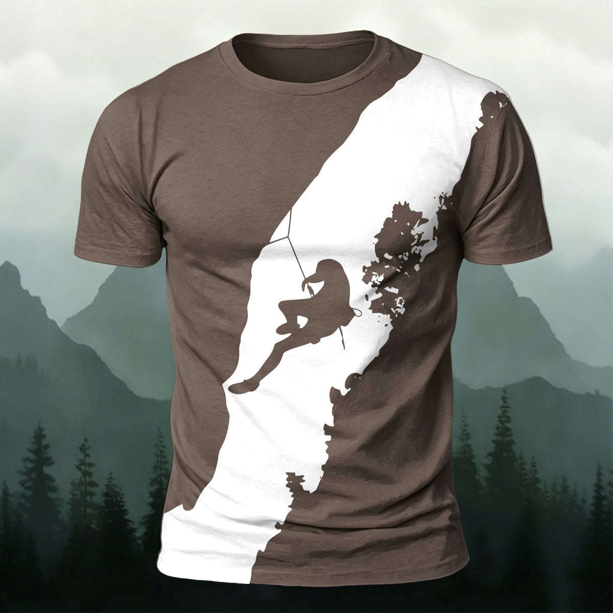 Climbing Enthusiast Print Natural Casual T-Shirt