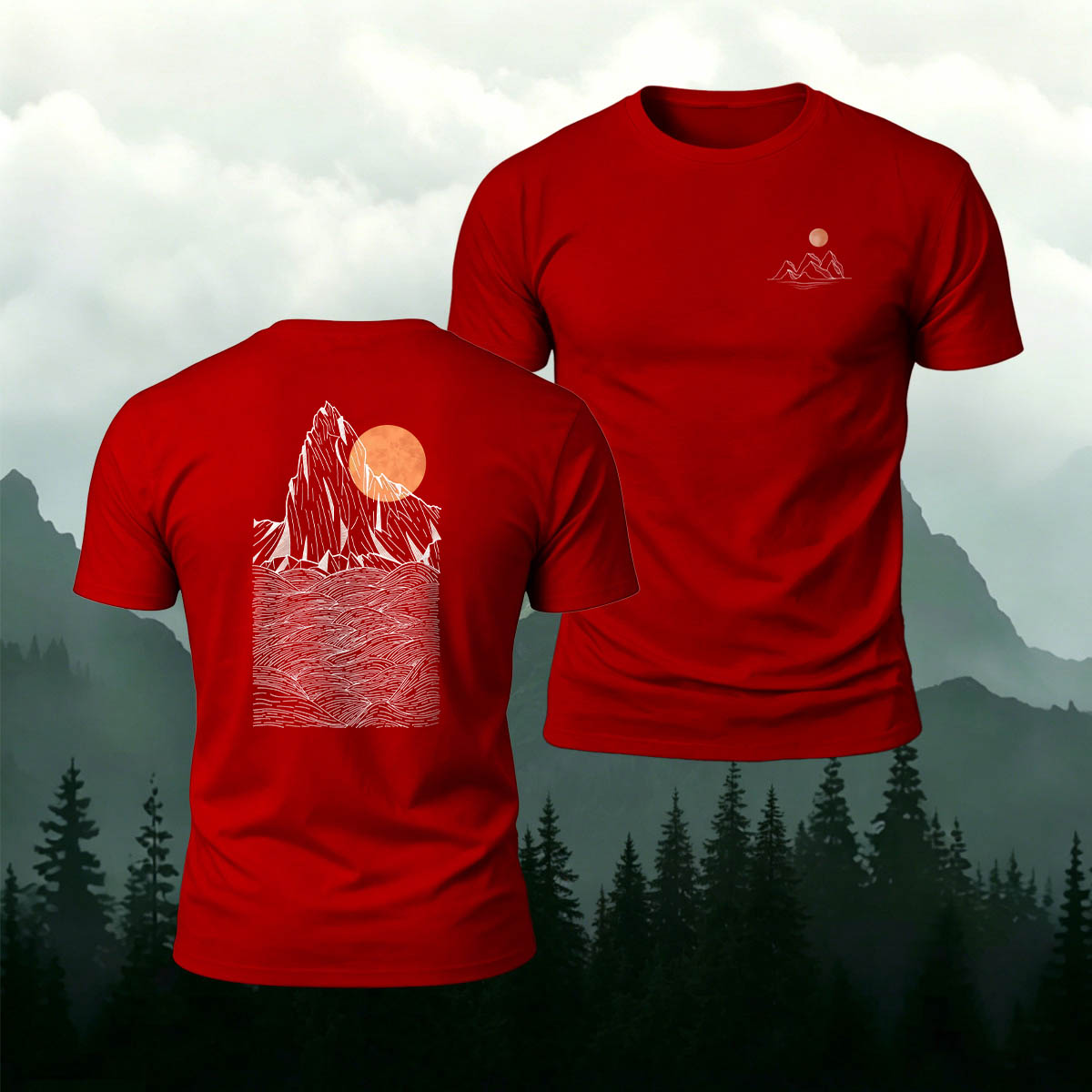Mountain Sunset Outdoor Casual Breathable T-Shirt