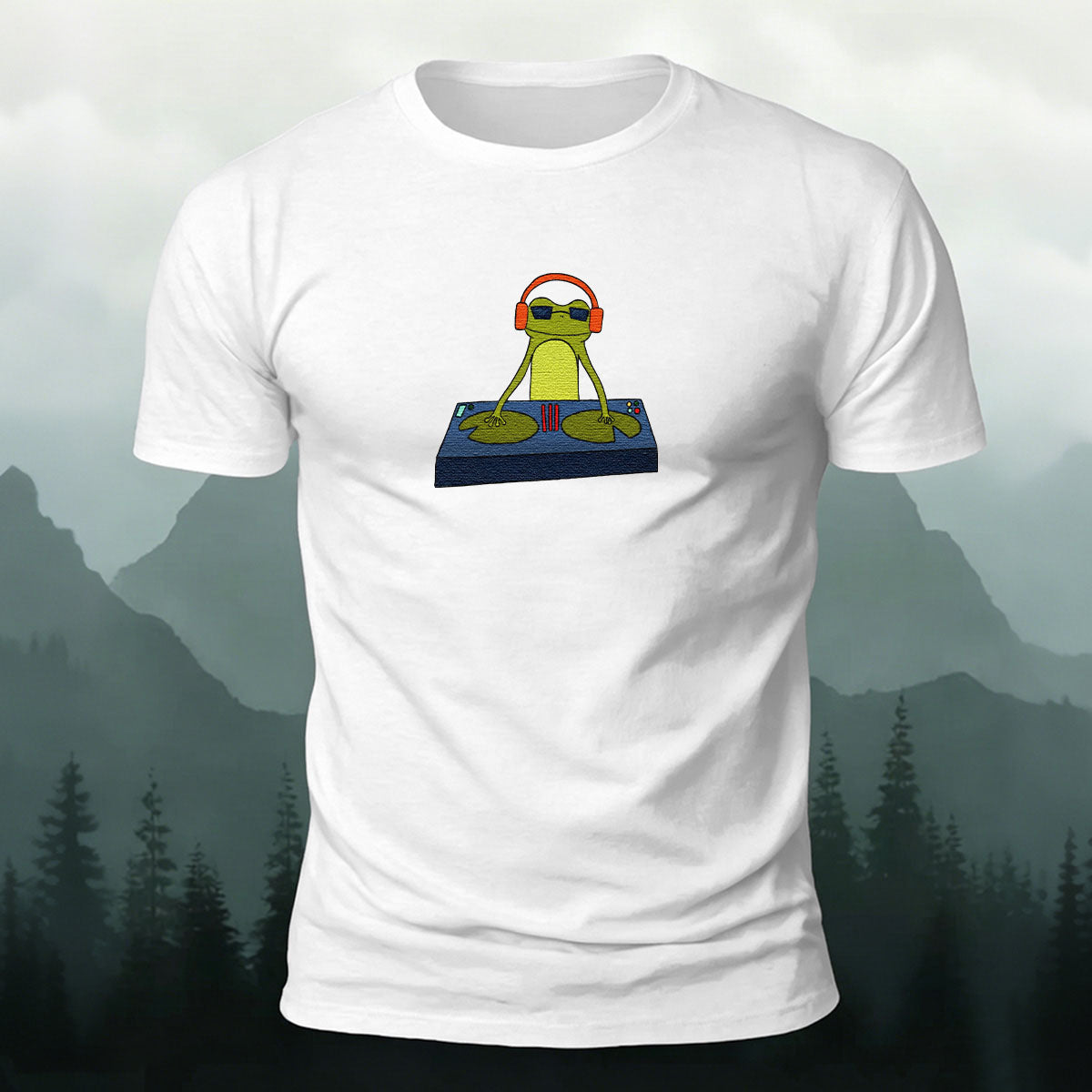 Frog DJ Print 100% Cotton Crew Neck T-Shirt